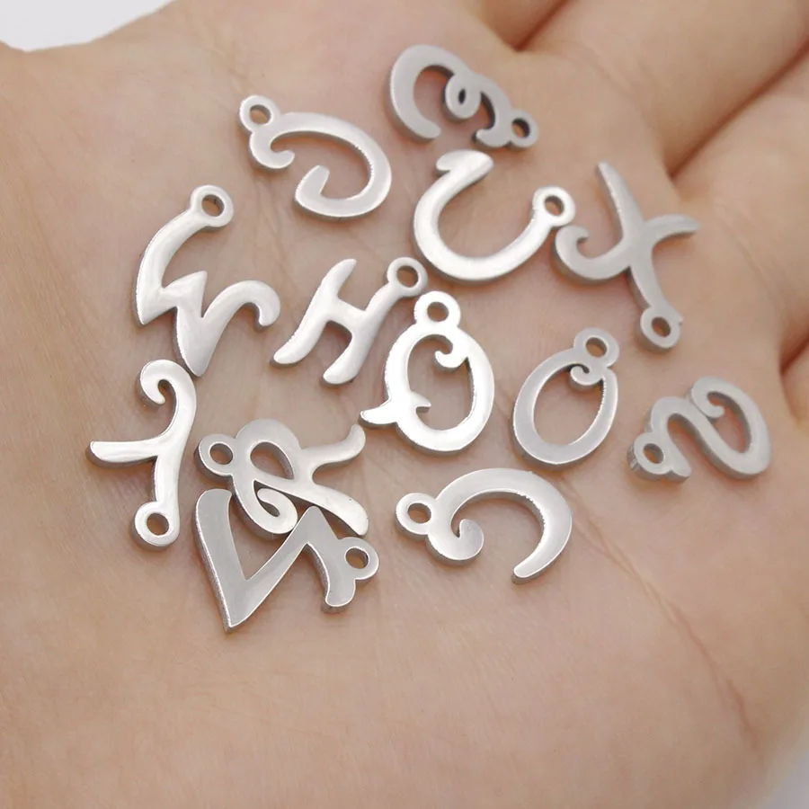 Wholesale Alphabet Stainless Steels Initial Letter Charm Pendant For