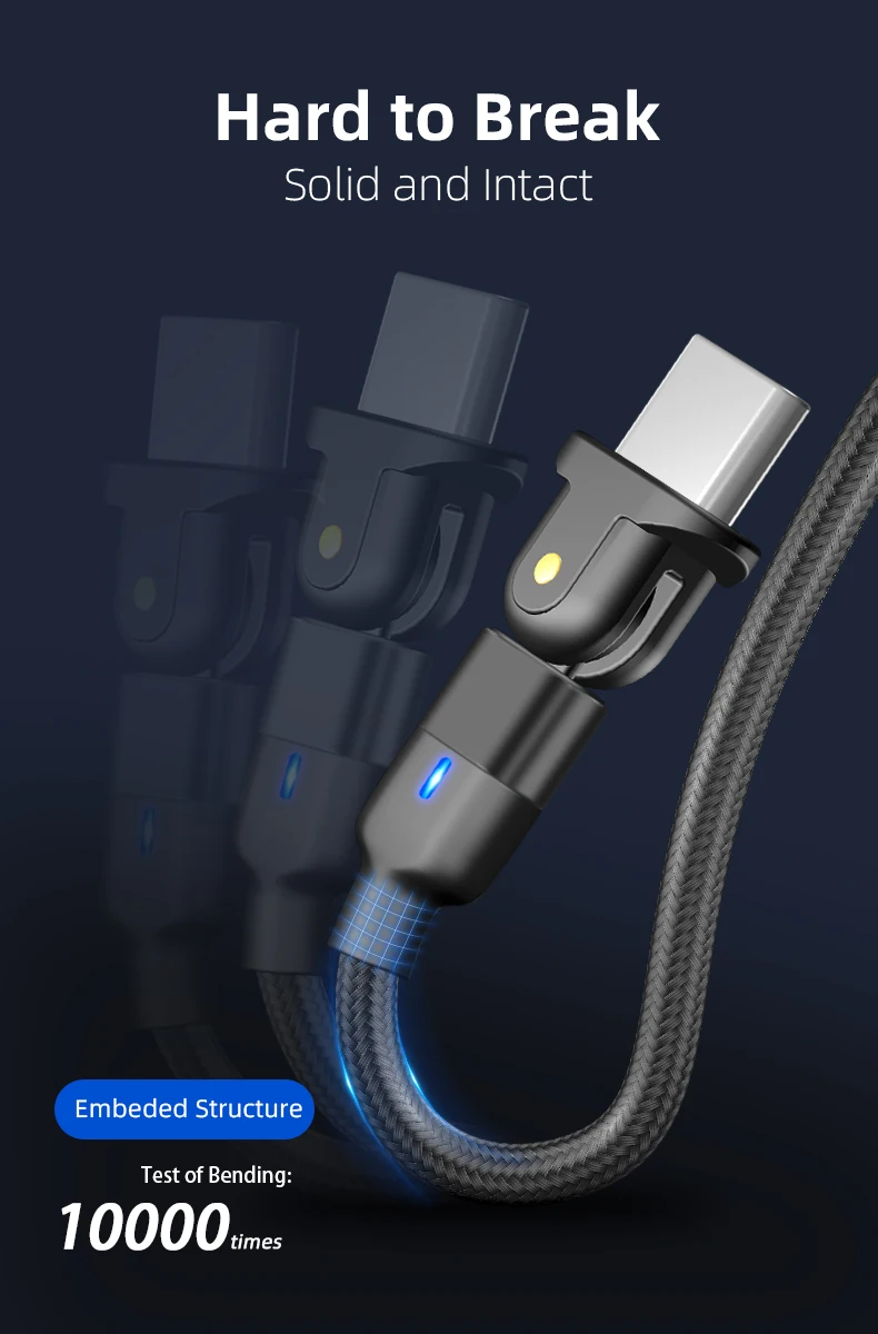 Amazon 2020 Wholesale On stock round 180 free rotation mobile data cable fast charging android cable - ANKUX.COM