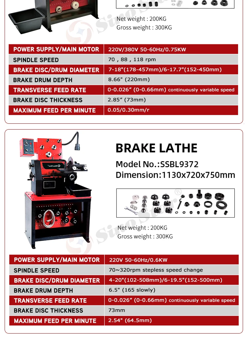 Sino Star Car Brake Disc Car Brake Drum Lathes For Sale (ssbl9350