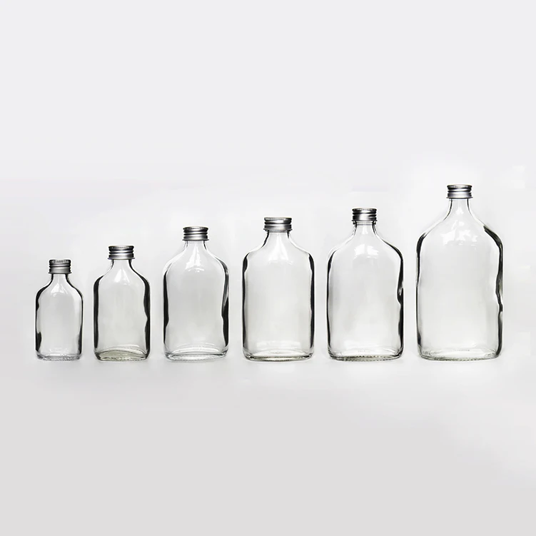 Custom Flask 200ml Glass Container Alcohol Bottle For Gin Whisky With