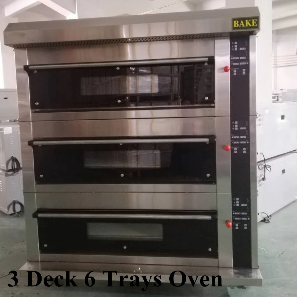 Bake Electric Oven 3 Deck 6 Tray Baking Oven Bread Deck Oven For