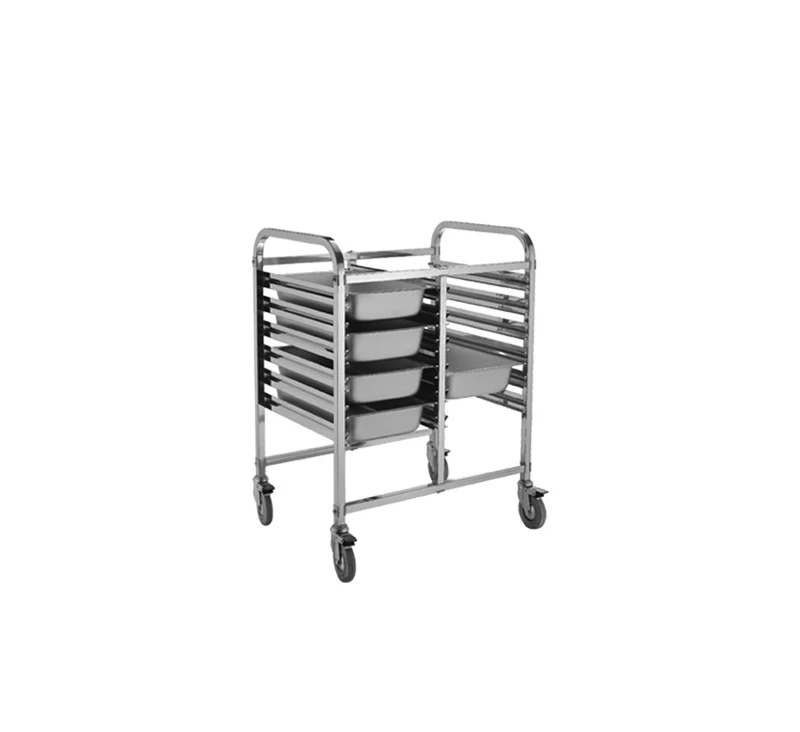 Kitchen Equipment Stainless Steel Rack Tray Trolley With Wheels