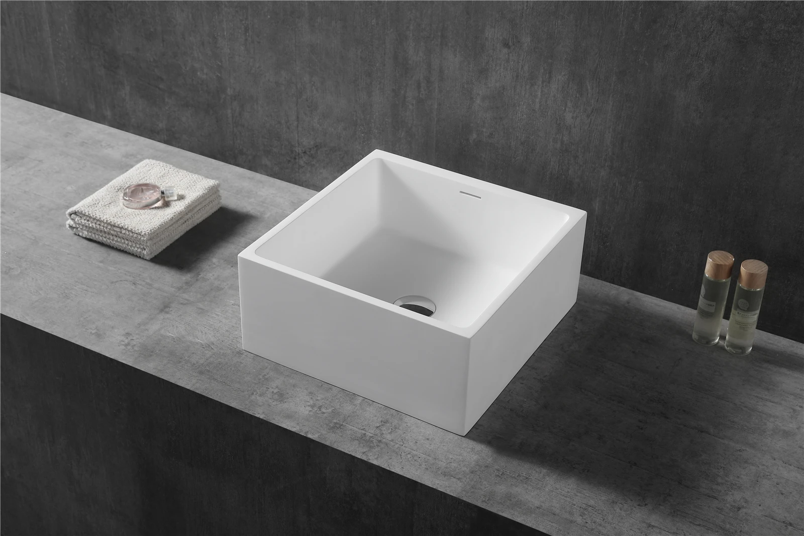 Square Acrylic solid surface pure white bathroom washbasins