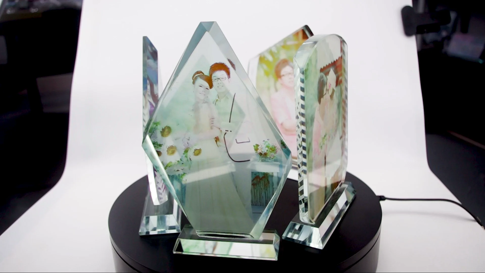 rotating crystal cube photo frame