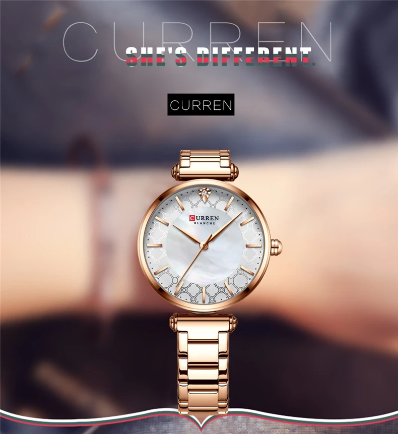 Watches for Women Luxury Brand CURREN 9072 Elegant Thin Quartz Wristwatch with Stainless Steel Simple Female Clock