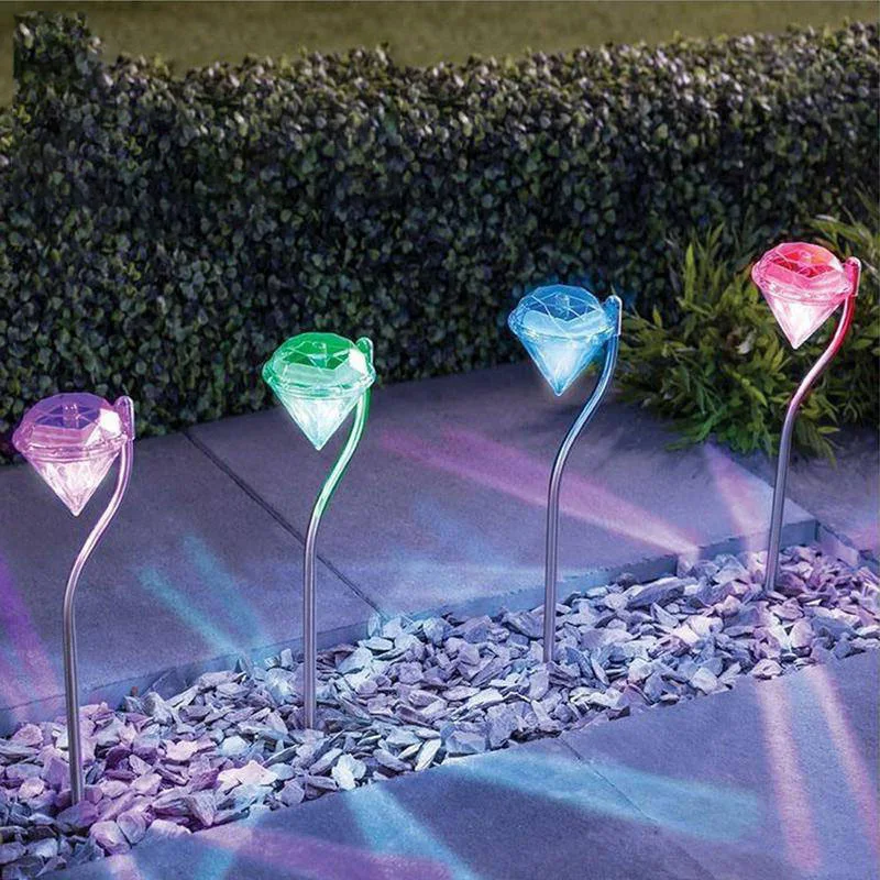 Stainless Steel Diamond-Shape solar garden light decorative lawn lamp  Outdoor garden decoration light supplier