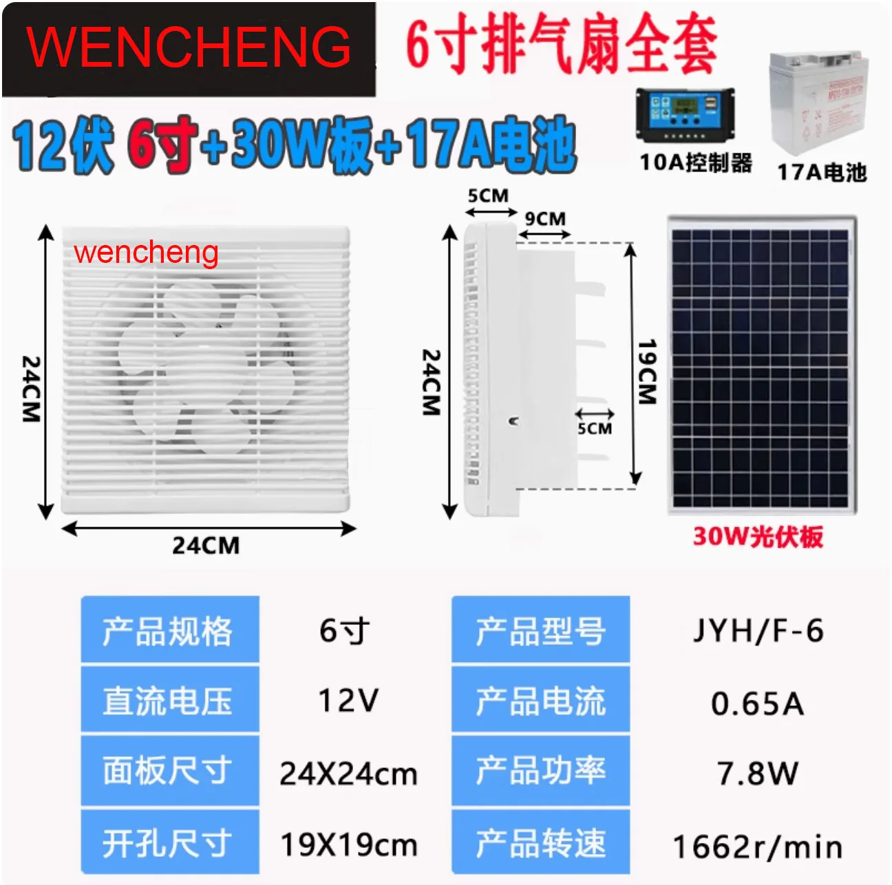 Solar Attic Vent Fan, 1230, CFM, 40W, 110V - detail 4