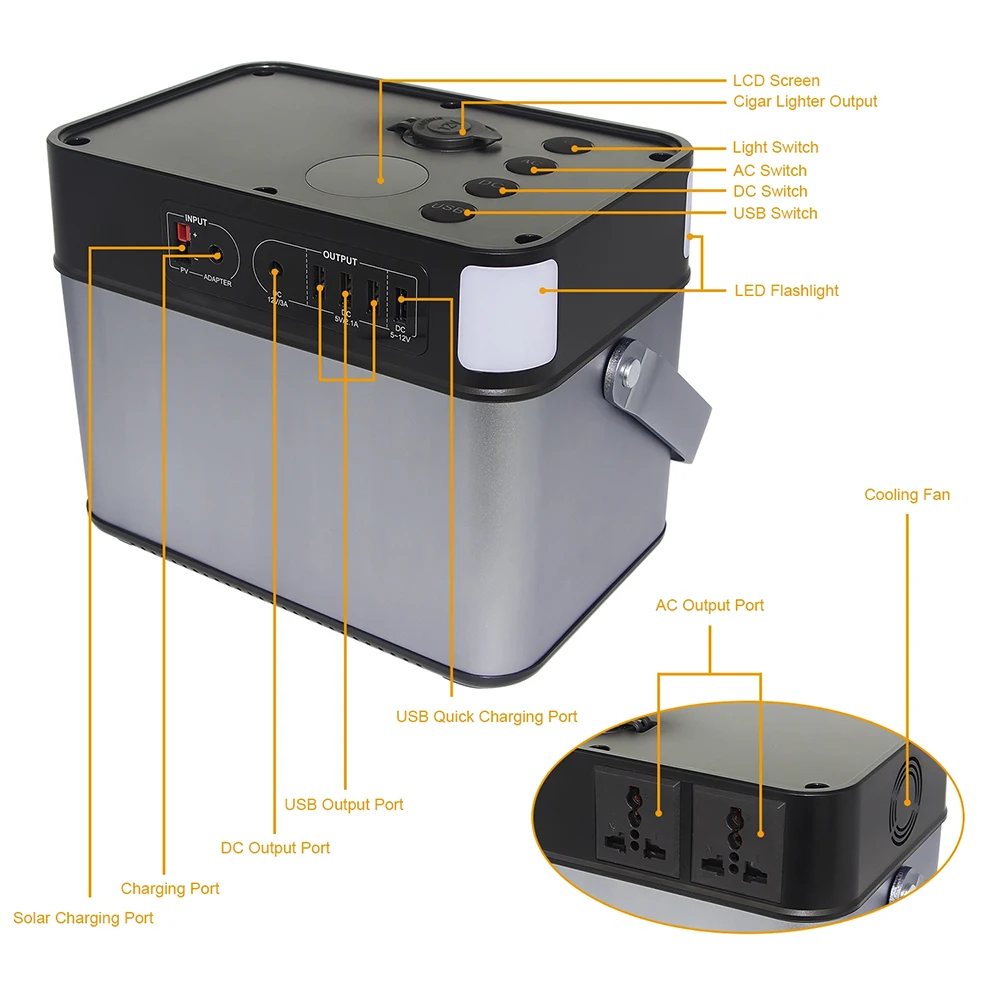 Portable Power Station Generator 110v 220v Emergency Solar Backup