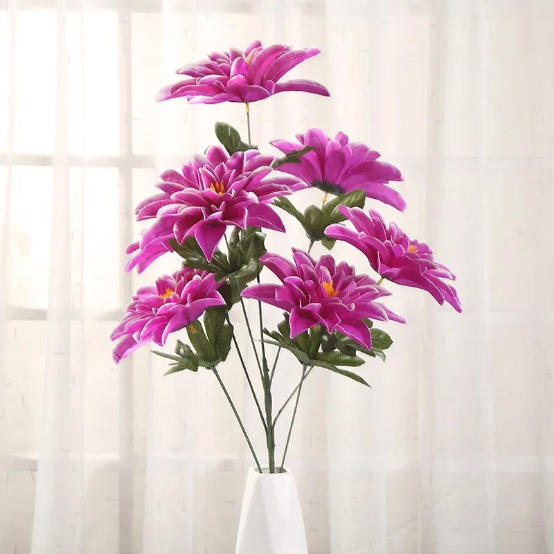 7 heads silk flower wedding chrysanthemum russia marigold