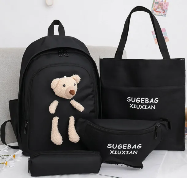Wholesale 4pcs/set Outdoor bagpack casual kids backpack children cute canvas school bags for teenagers