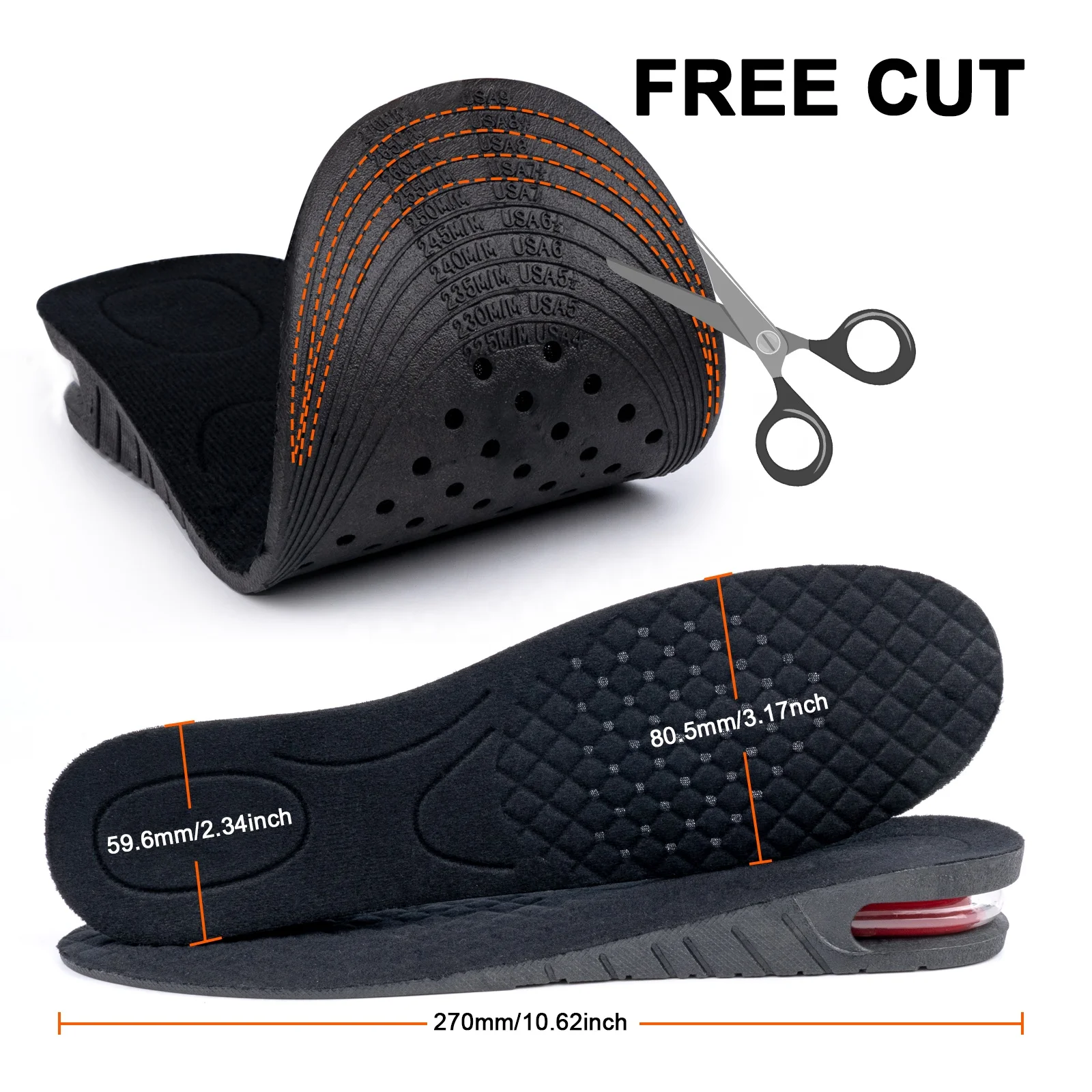 Height Boosting Shoe Lift 4 Layer Height Increasing Insoles Adjustable