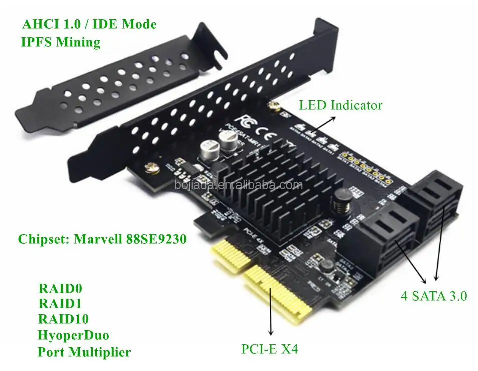 I/O Crest 4 Port SATA III PCI-e 2.0 x2 Non RAID Hard Drive Controller Card Marvell 9235 Chipset