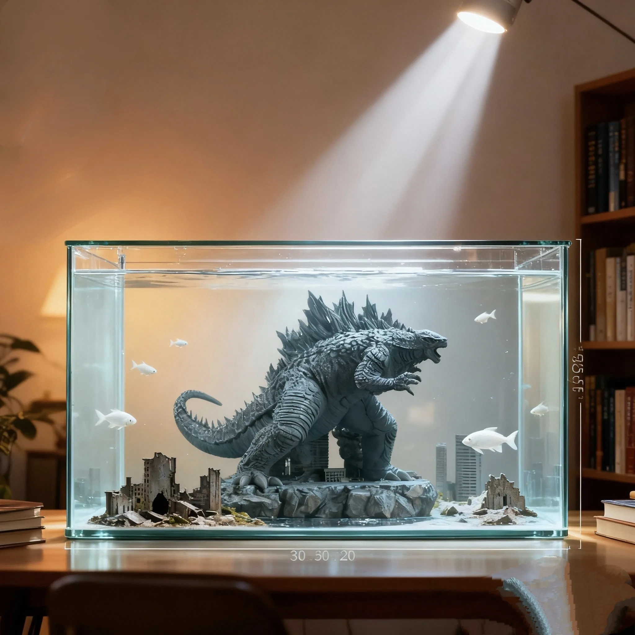 Godzilla Fish Machine Eco-Friendly Godzilla Resin Fish Tank Landscaping Figurine Aquarium ...