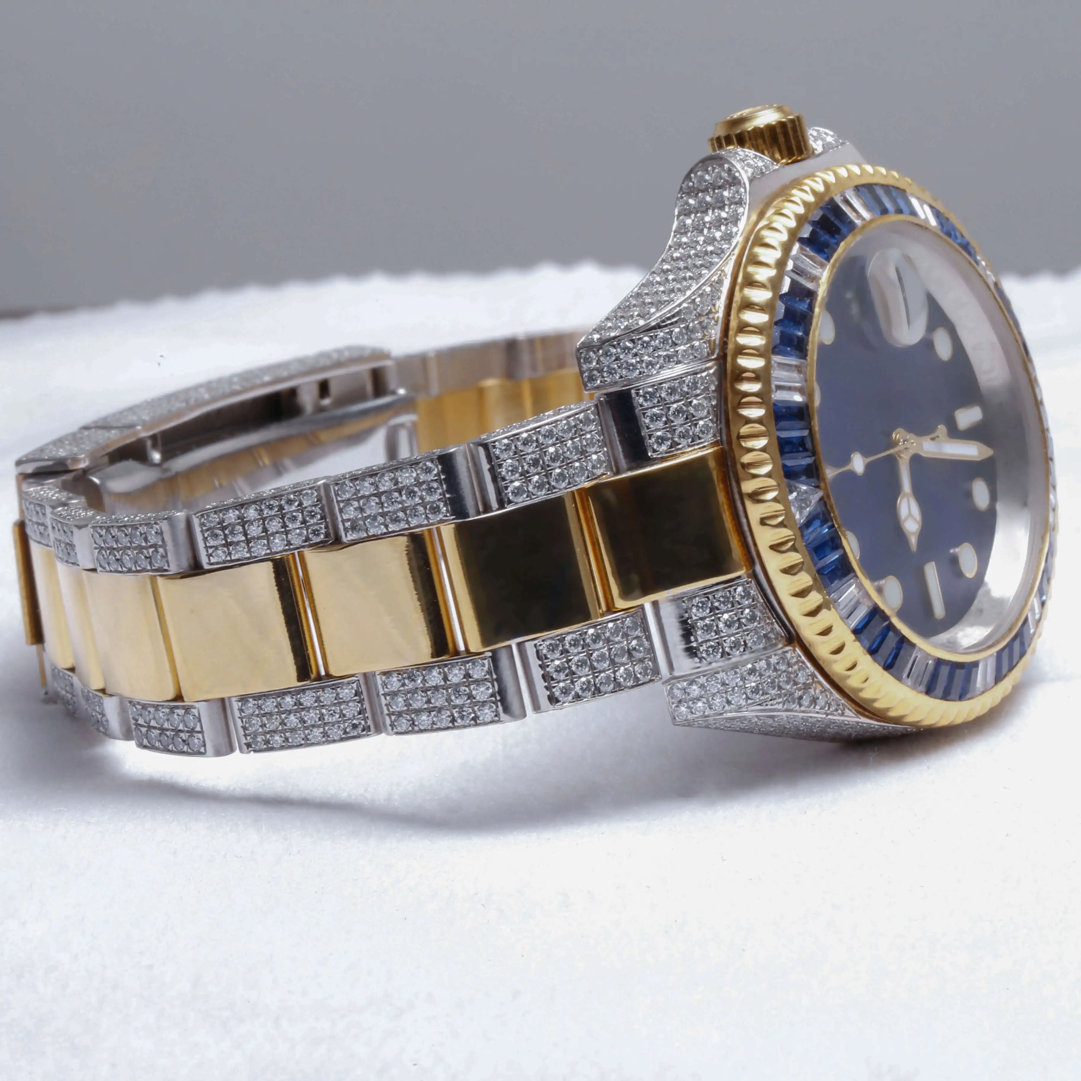 Bezel Golden Tone Dial Bling Automatic Mechanical Iced Out Unisex