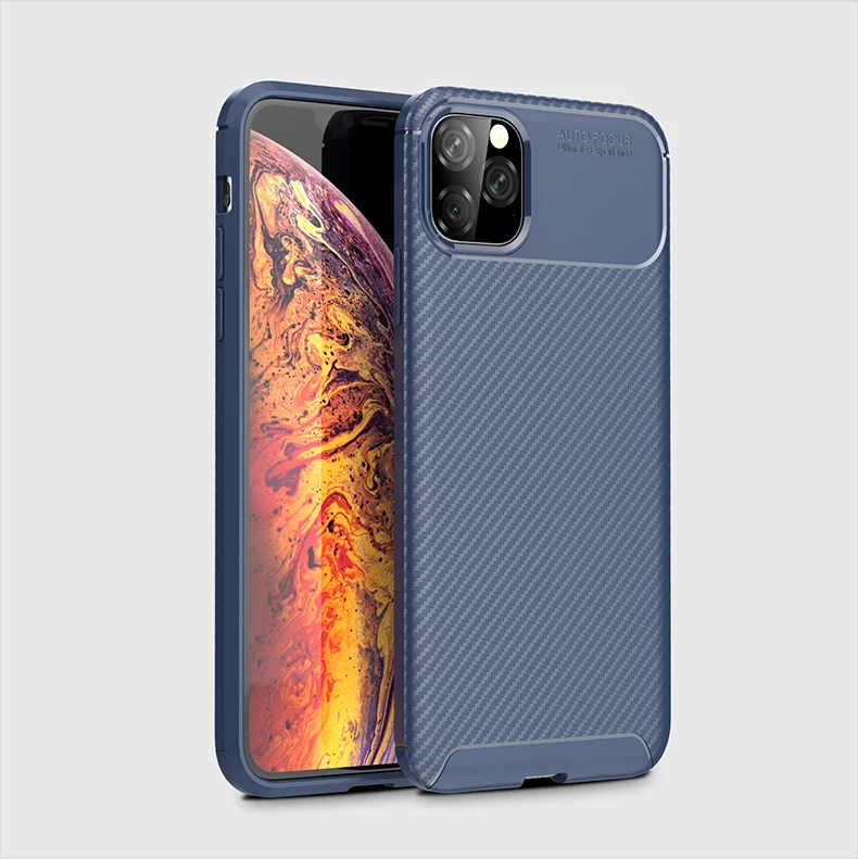 Carbon Fiber Protective Cover for iPhone 11 pro  Max Luxury Case for iPhone 11 Phone Case