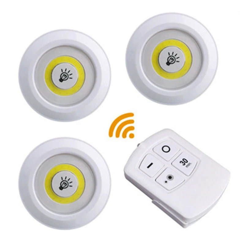 High Brightness COB Puck Light Kitchen Wall Lights Round LED Night Panel Switch Lighting with Remote Control