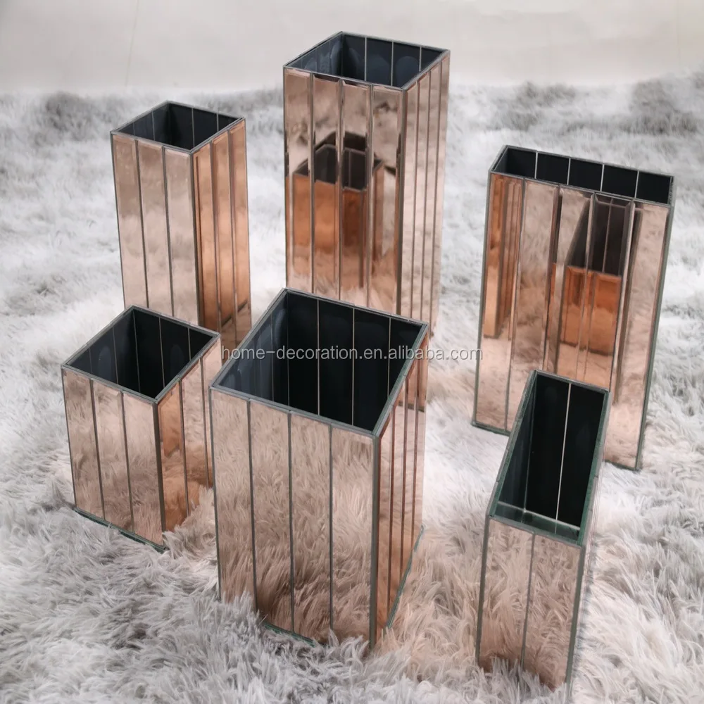 Rose Gold Flower Cubes Mirror Square Vase Made In China Buy Cubes