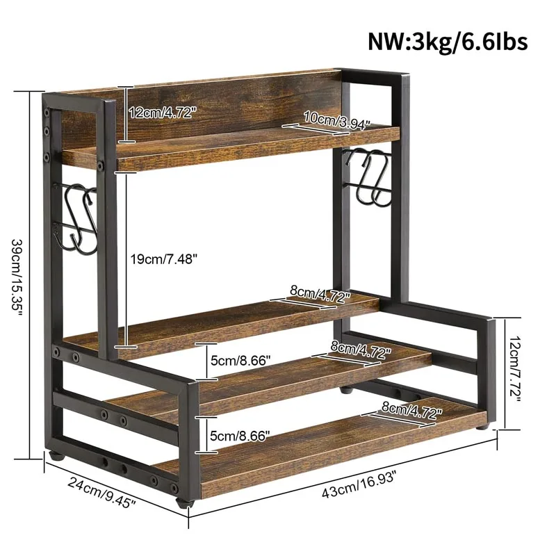 4-tier Spice Rack With Stepped Design,Standing Kitchen Organizer Rack ...