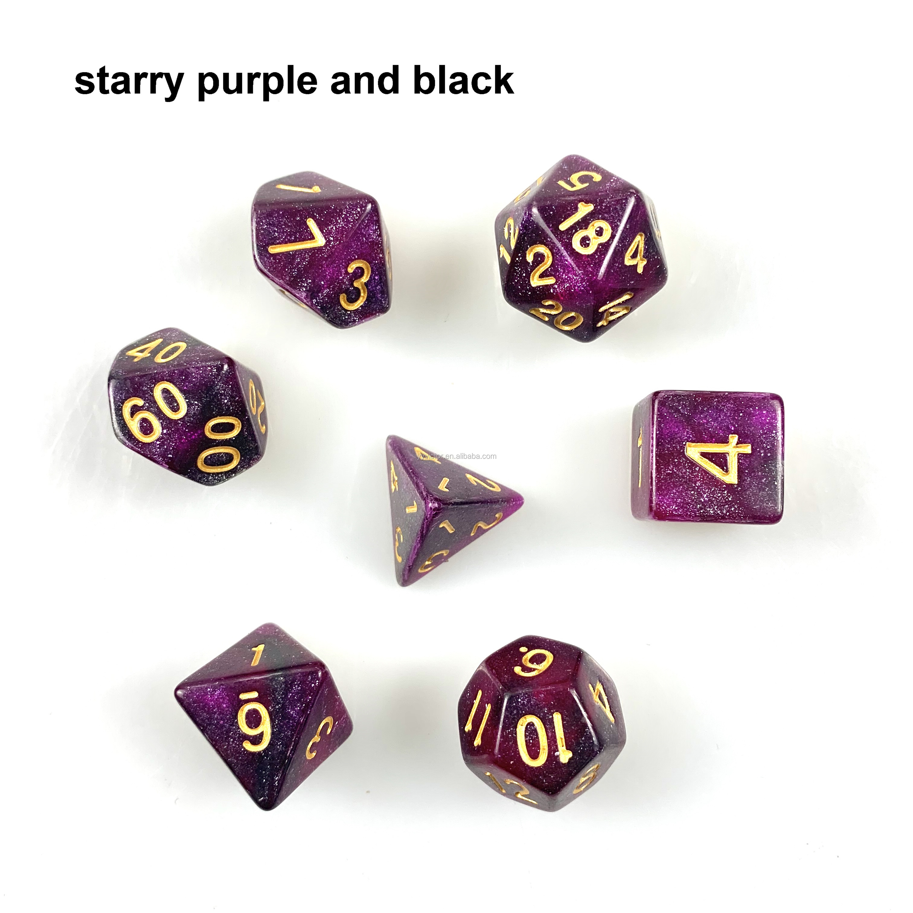 Dnd New Colors Starry Double Colors Custom Plastic Acrylic Dices 7pcs Per Set Cubes Polyhedral