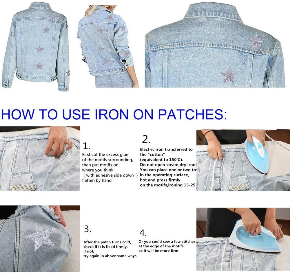iron on rhinestone star patches for