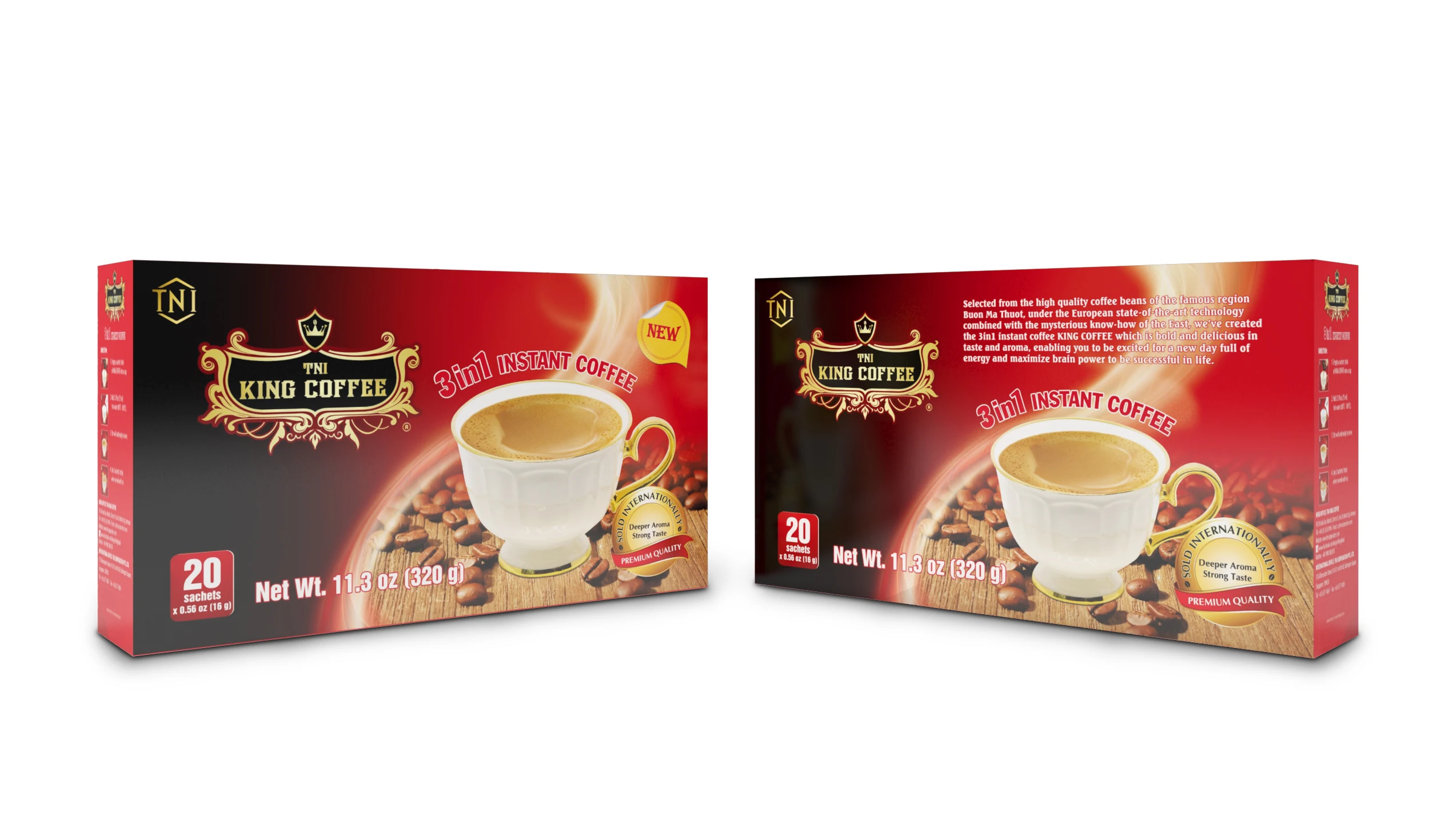 King Coffee 3in1 Instant Coffee Packed In 20 Sachets/box From Premium