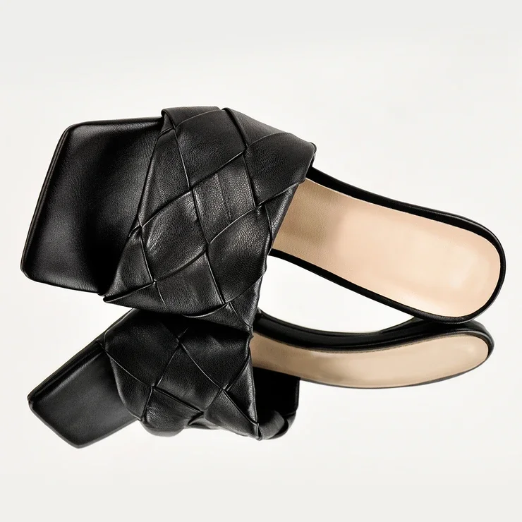 black square toe mule heels