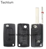 With logo Car flip remote key shell case 2 button 407 blade auto key for Peugeot 307 206 406 3008