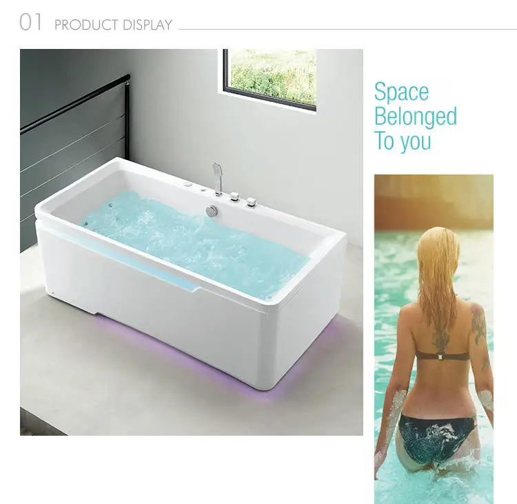 Kamali M1820 big acrylic freestanding soak massage bathtub surrounds hotel chinese sex adult portable LED light hot bath tub