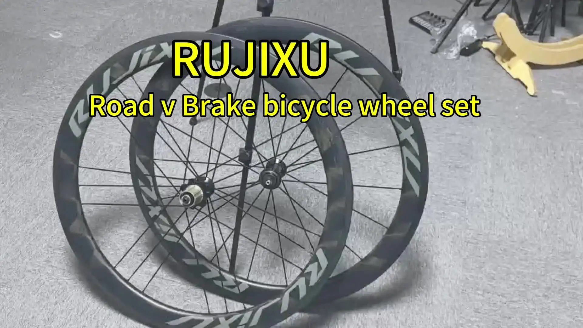 RUJIXU 700C Carbon Fiber Road Bike Wheelset with V Brake System