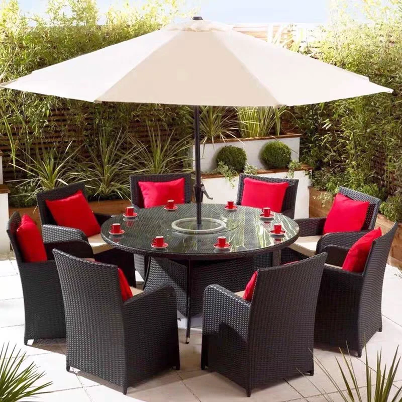 Outdoor Unique Creative Design Square Round Table And Rattan Chairs