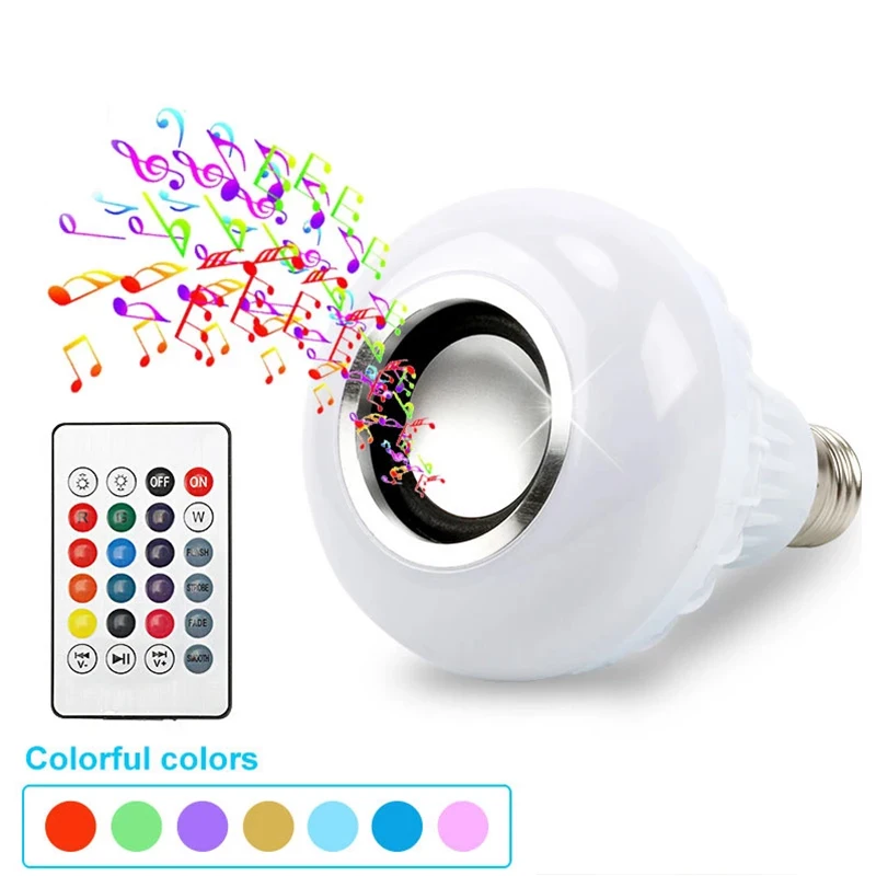 Amazon hot sale 5W E27 Color Changeable RGBW Blueteeth LED wireless smart music bulb Smart LED Music Bulb with Remote Control