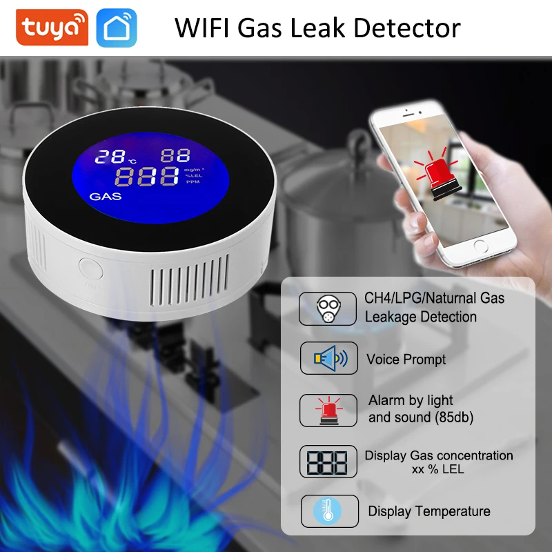 Details about   Digtal WiFi Alarm Sensor Temperature Sensor Gas Leakage Sensor Detection Alarm 