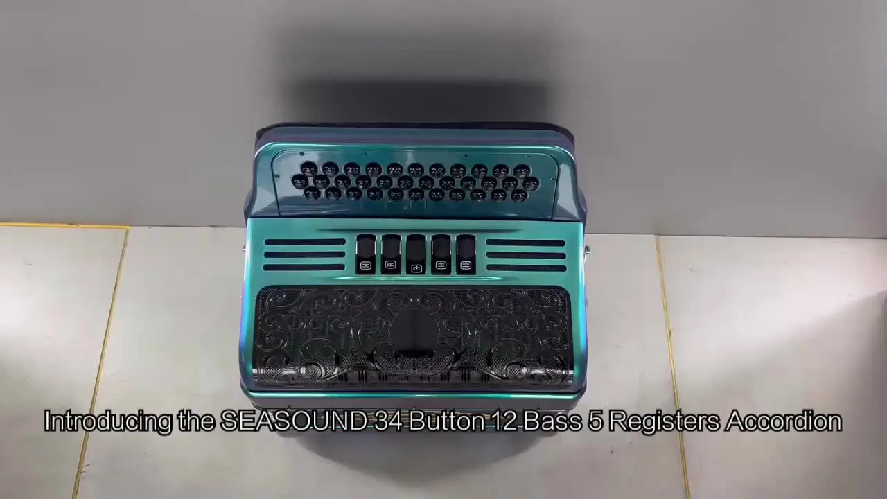 SEASOUND Professional Diatonic Accordion JB3412D 34-Button 12-Bass