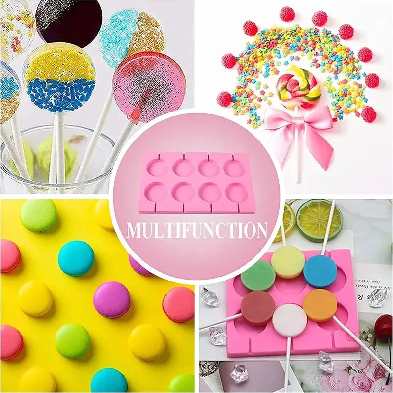 Hot Selling Chocolate Hard Candy Mold 8 Cavity Round Silicone Lollipop
