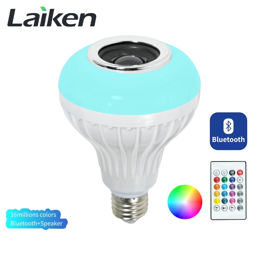 2019 smart wireless speaker led light bulb with remote control AC110-250v 8w color changing E26 E27 play music indoorlighting