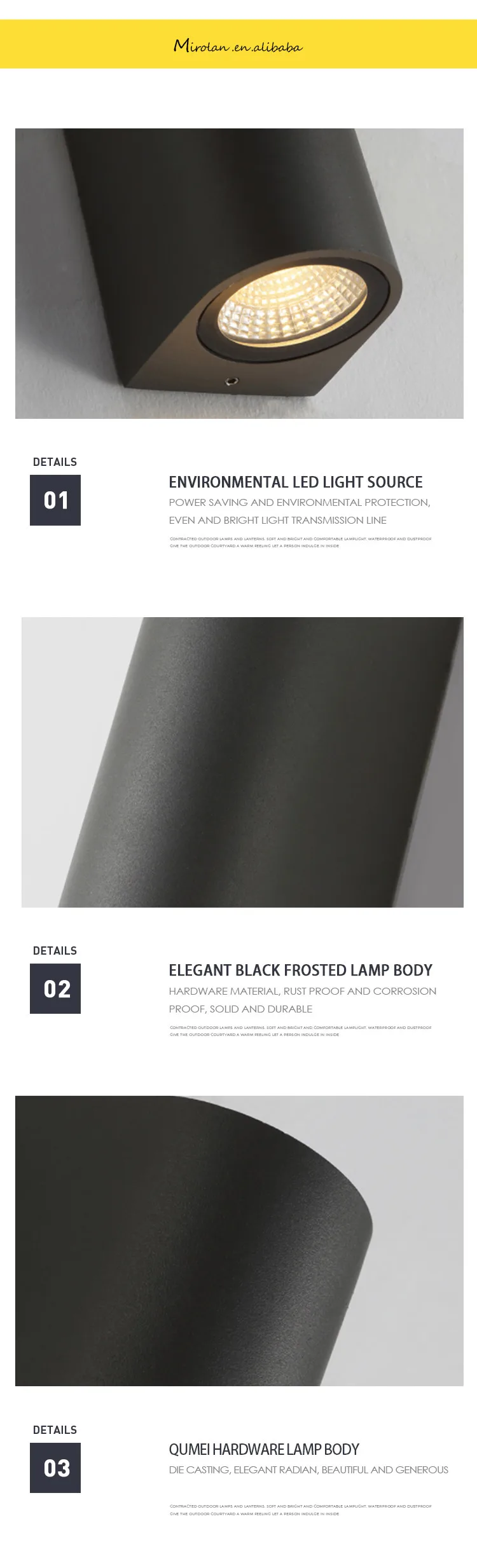 Hot products top 20 waterproof 3w/6w led outdoor wall lamp aluminum wall light modern bathroom wall light decorative