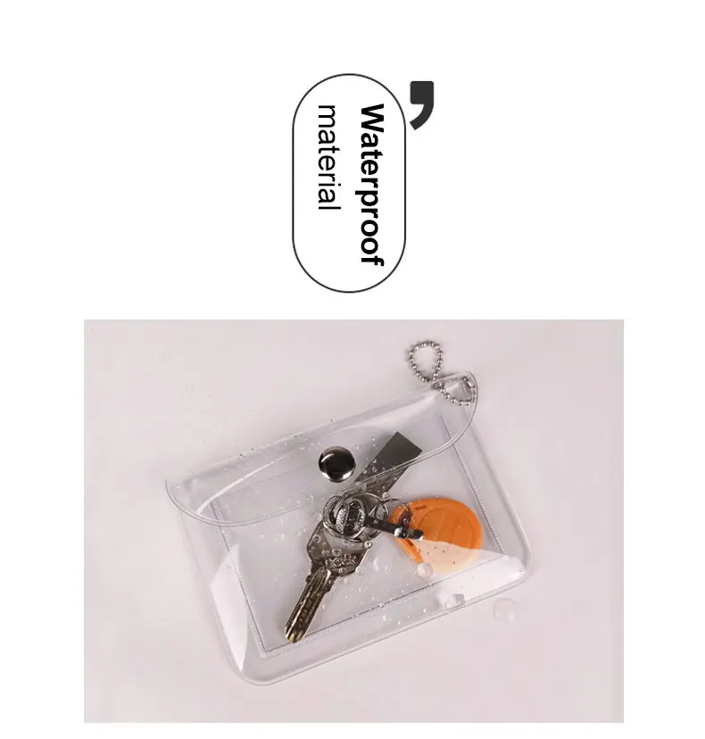 Hot Sale Transparent Card Holder Wallet PVC Coin Purse Make up Pouch key chain bag for Gift