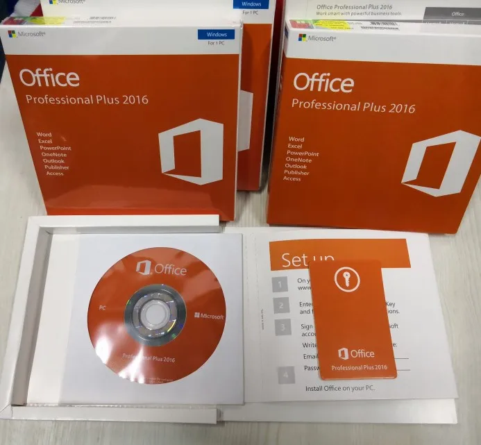 Microsoft Office originale 2016 pro più la pro chiave al minuto dell'ufficio 2016 con più del botteghino 2016 di vendita al dettaglio di DVD il pro