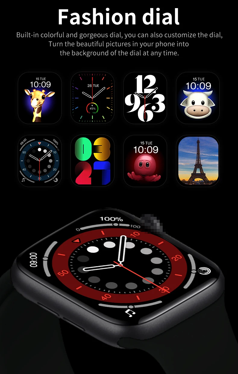 新款u98加u98触摸屏智能手表定制表盘温度智能手表健身跟踪器适用于