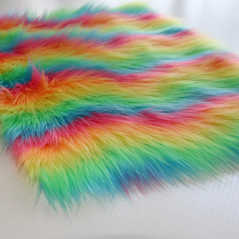 
Hot New Color Artificial Fur Rainbow Faux Fur Fabric 