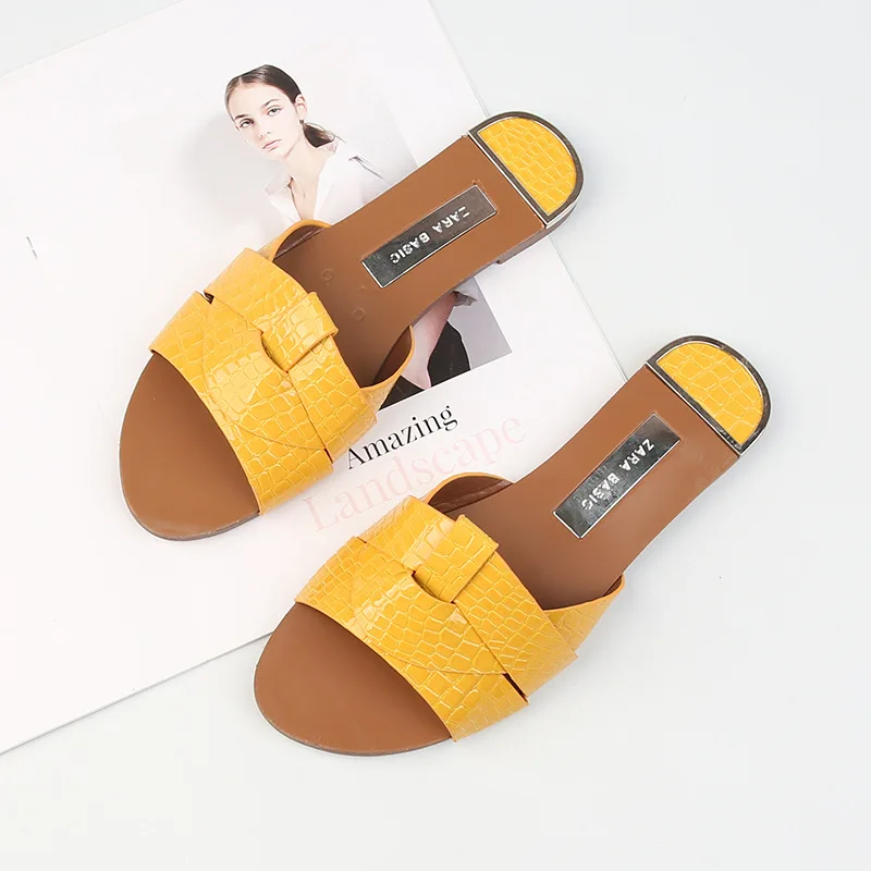 Flat Bottom Slippers With European And American Style And Open Toe Wear ...