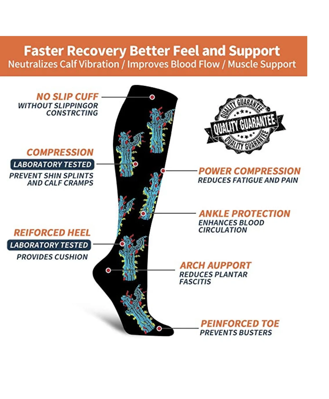 Graduated Medical Custom Women Men Compression Socks 2030mmhg Knee