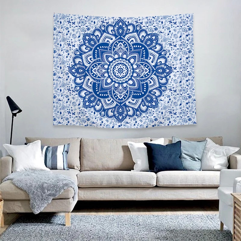 Mandala Printed Hanging Tapestry Blanket Yoga Mat Home Living Room Decor 