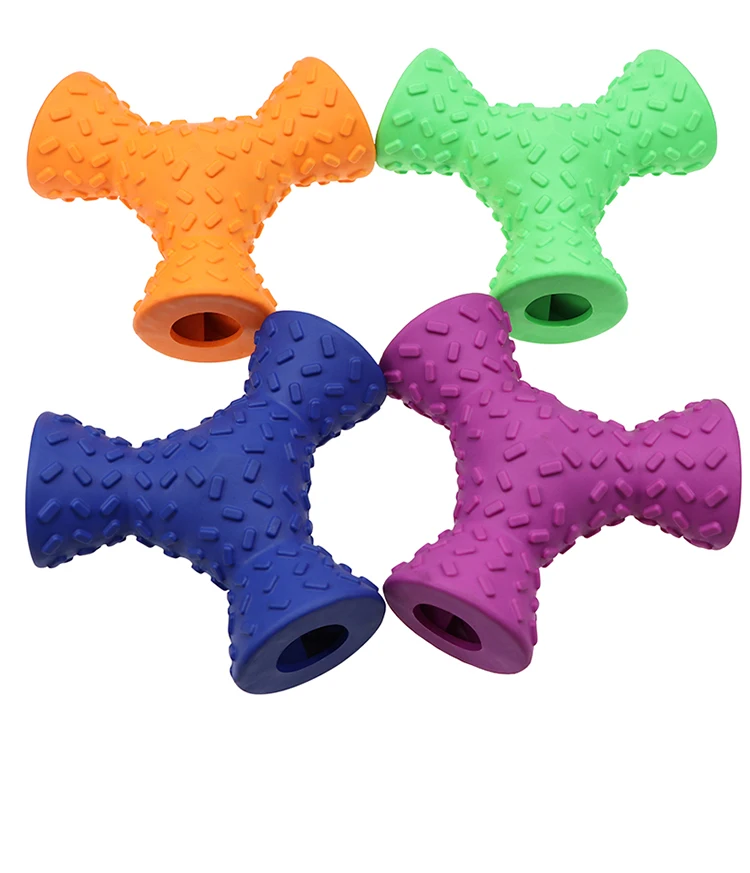 OEM/ODM Pet Toys Rubber indestructible dog toys Three-sided dog food chewing toys