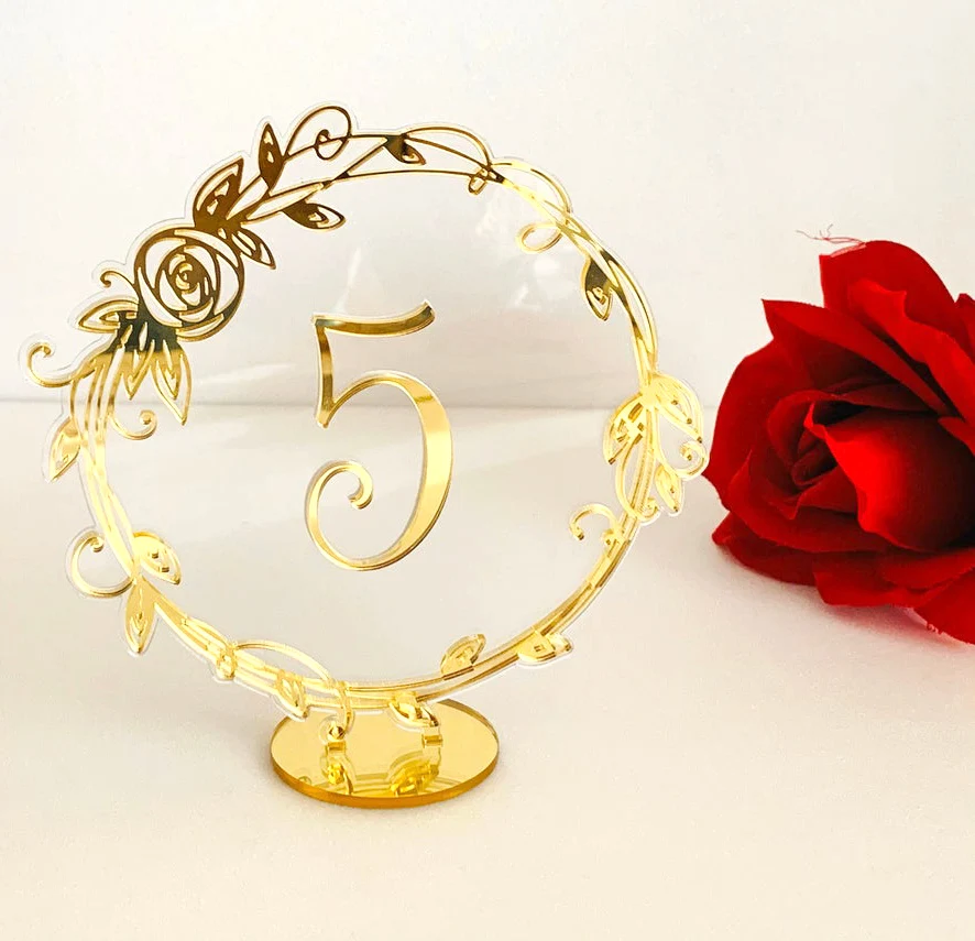 High Quality Laser Cut Acrylic Table Numbers Wedding Gold Mirror Table Decor Restaurant Table