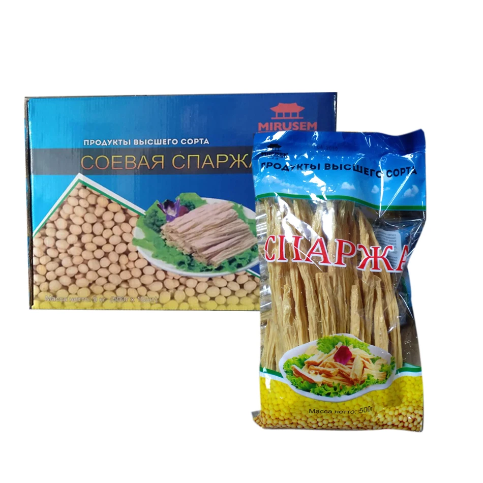 Fast Selling In Russia Soybean Asparagus 500g*18 Fuzhu Dried Bean Curd