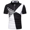 Fashion Stripe Patchwork Gentlemanlike Summer Tshirt Custom Short Sleeve White Polo T Shirt Men