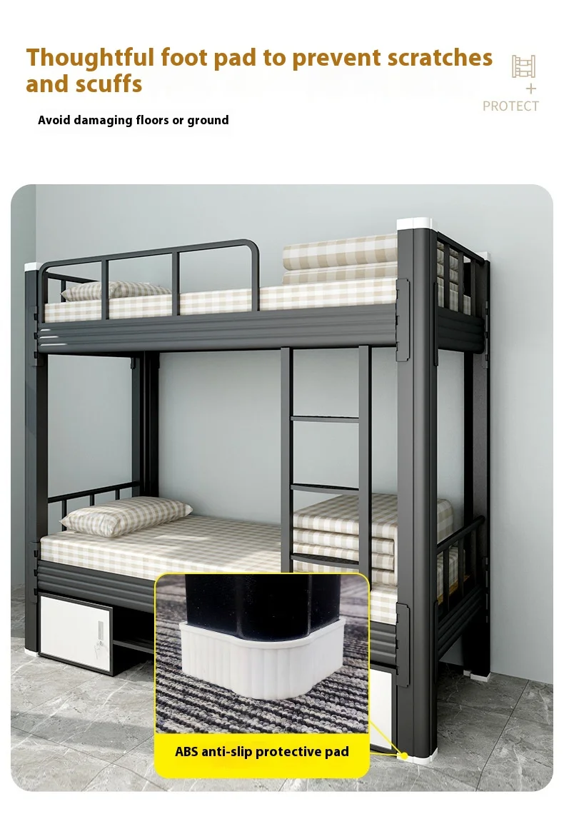 product durable metal bunk bed with ladder soft modern design for school dormitory or home use budget friendly option-4