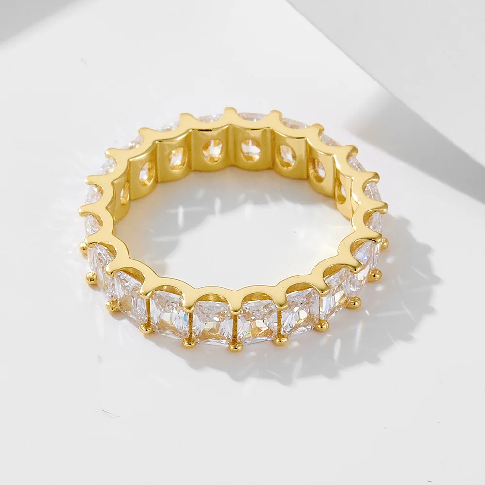 S925 Sterling Silver Platinum Plated Full Diamond Gemstone Rings Women's Lab Diamond Combination Wedding Party Suit Ring