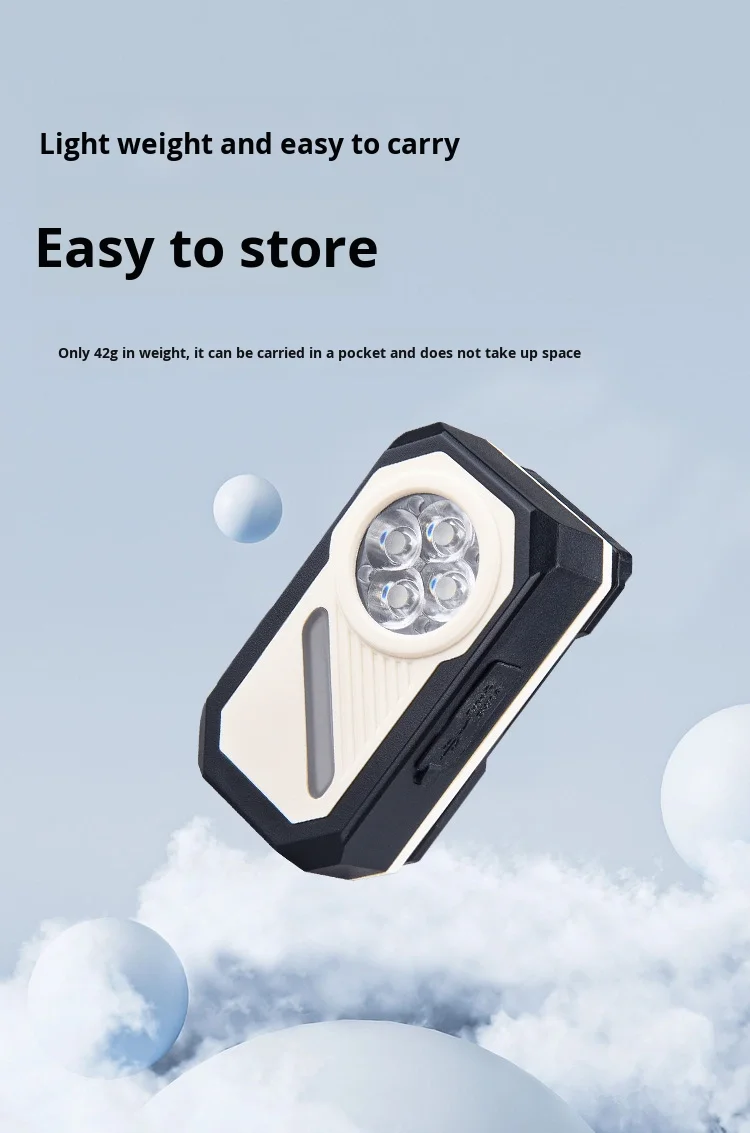 多功能EDC灯，带电子显示屏七色背光强磁铁可拆卸头戴式手电筒帽夹